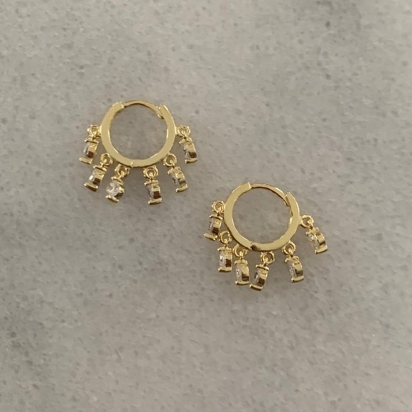 Modest Lu Jewelry - 18K Gold Crystal Fringe Tassel Dangle Hoop Earrings